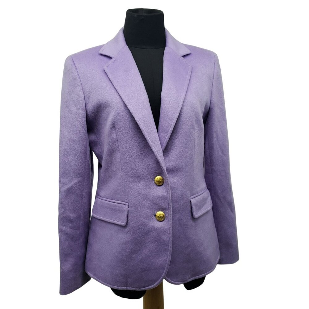 NEW Bloomingdales Purple Cashmere Blazer Jacket Gold Buttons Luxury